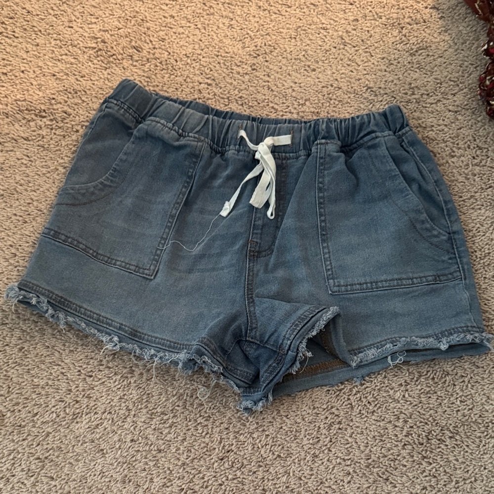 Dollhouse Blue Jean Shorts with White Tie